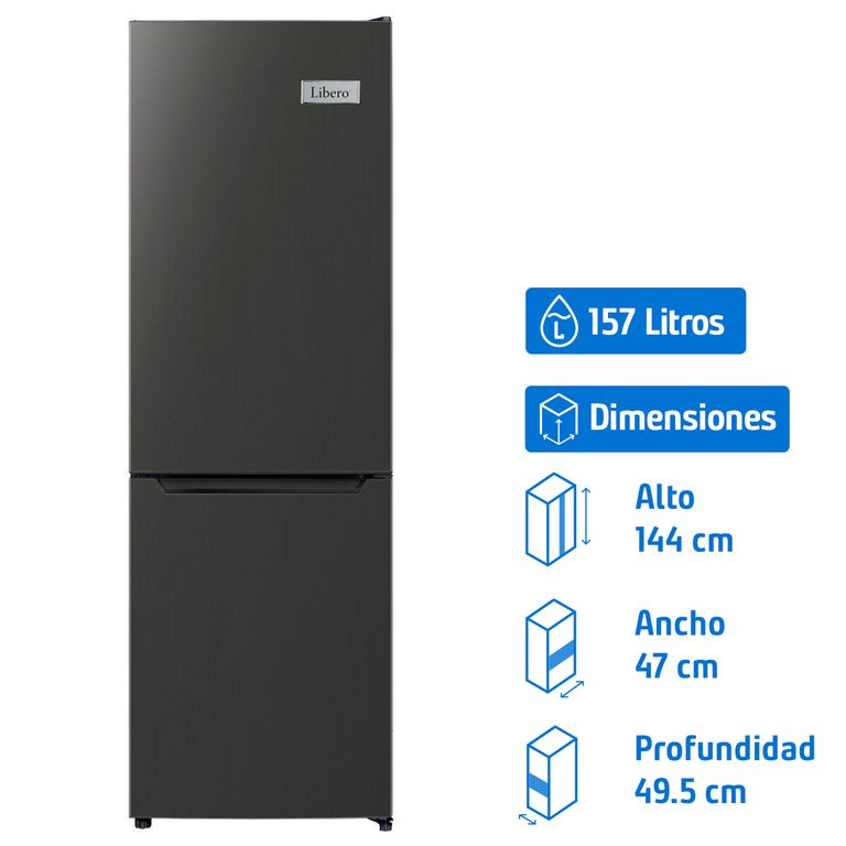 Refrigerador Bottom Freezer Frío Directo 157 Litros Negro LRB-180DFN