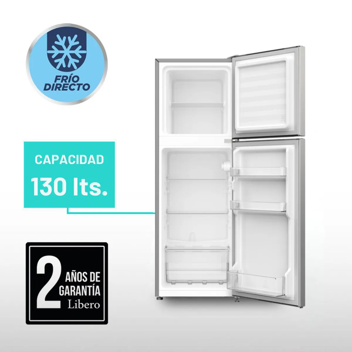 LIBERO - Refrigerador Top Freezer Frío Directo 130 Litros Inox LT LRT-160DFI