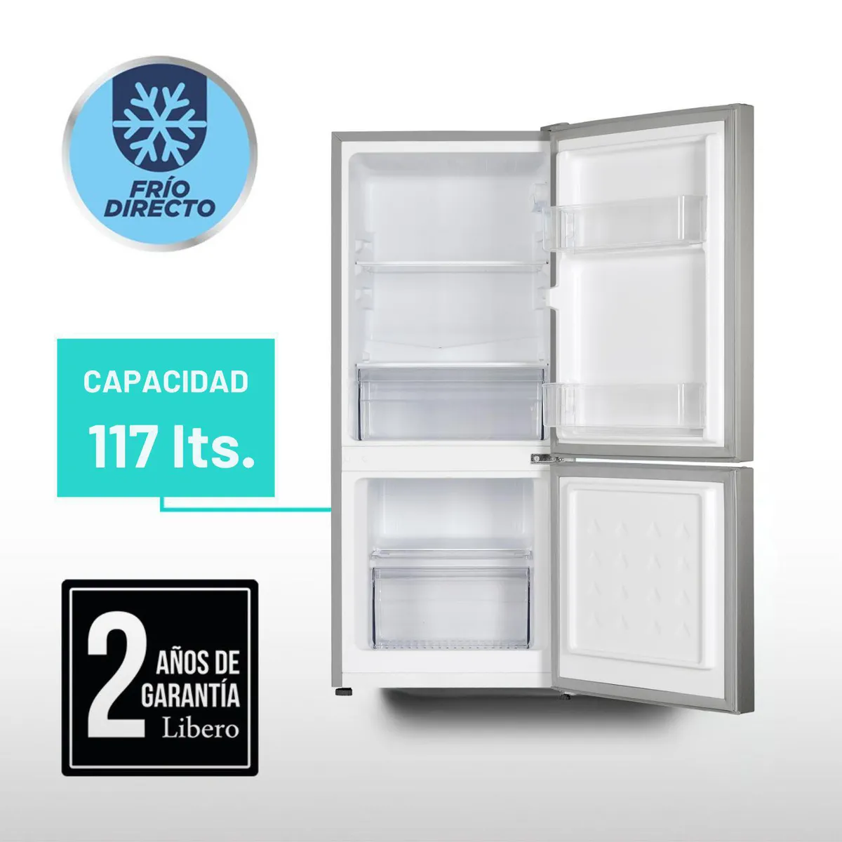 LIBERO - Refrigerador Bottom Freezer Frío Directo 117 Litros Inox LRB-140DFI