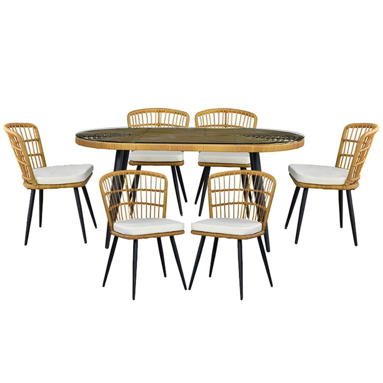 Juego de Comedor de Terraza Londres 6 Personas Marfil