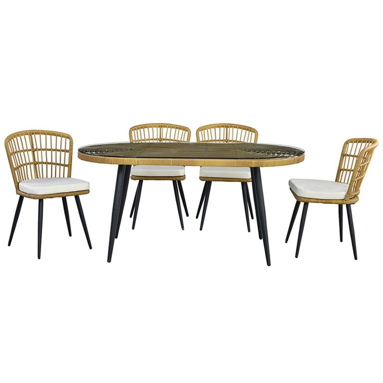 Juego de Comedor de Terraza Londres 4 Personas Marfil