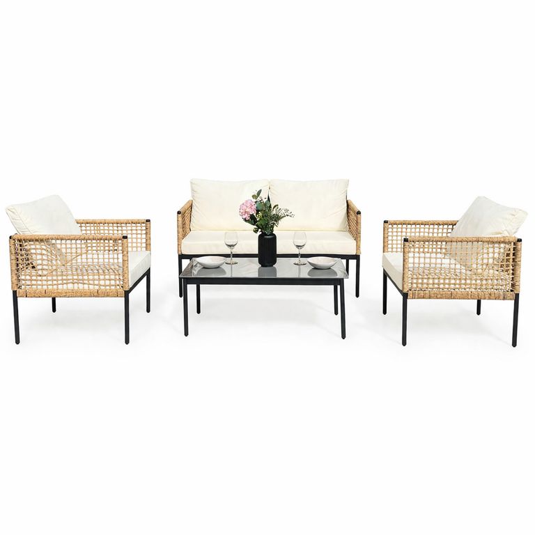 Juego de Living de Terraza Malaga 4 Personas Marfil