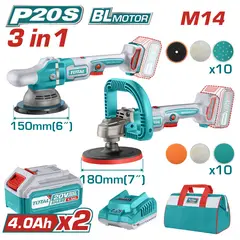 TOTAL - Kit Pulidora 180Mm + Pulidora 150Mm Inalambrico 20V