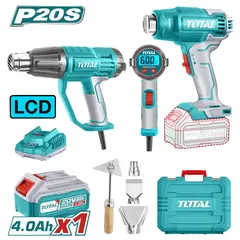 TOTAL - Kit De Pistola De Calor Inalambrica Y Electrica