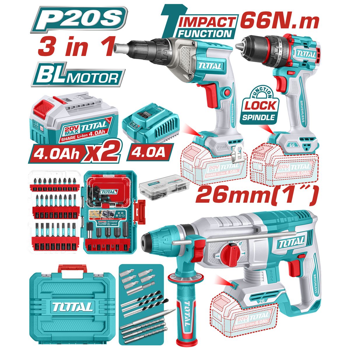 TOTAL - Kit taladro 0 