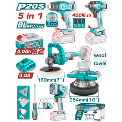 TOTAL - Kit Herramientas Inalambricos Por 5Pzs