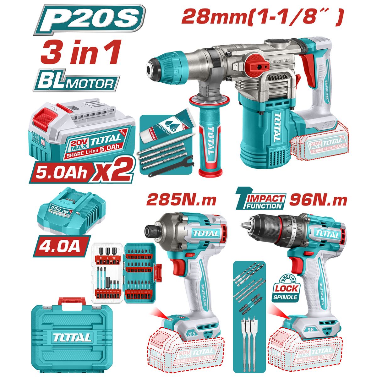 TOTAL - Kit taladro 13 