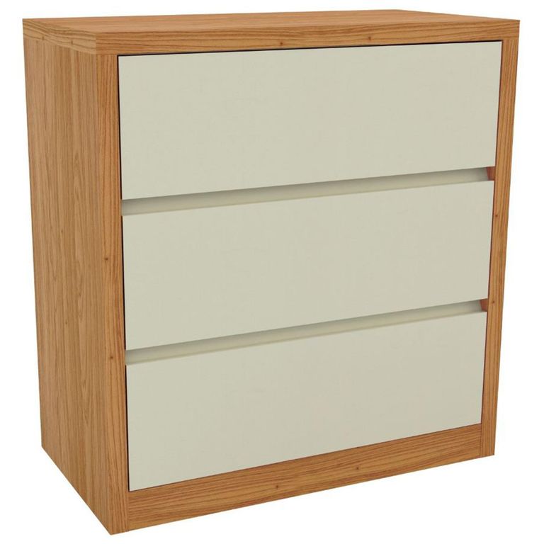 Cómoda 3 Cajón(es) Pernambuco 90x95x47 cm Blanco/Canela