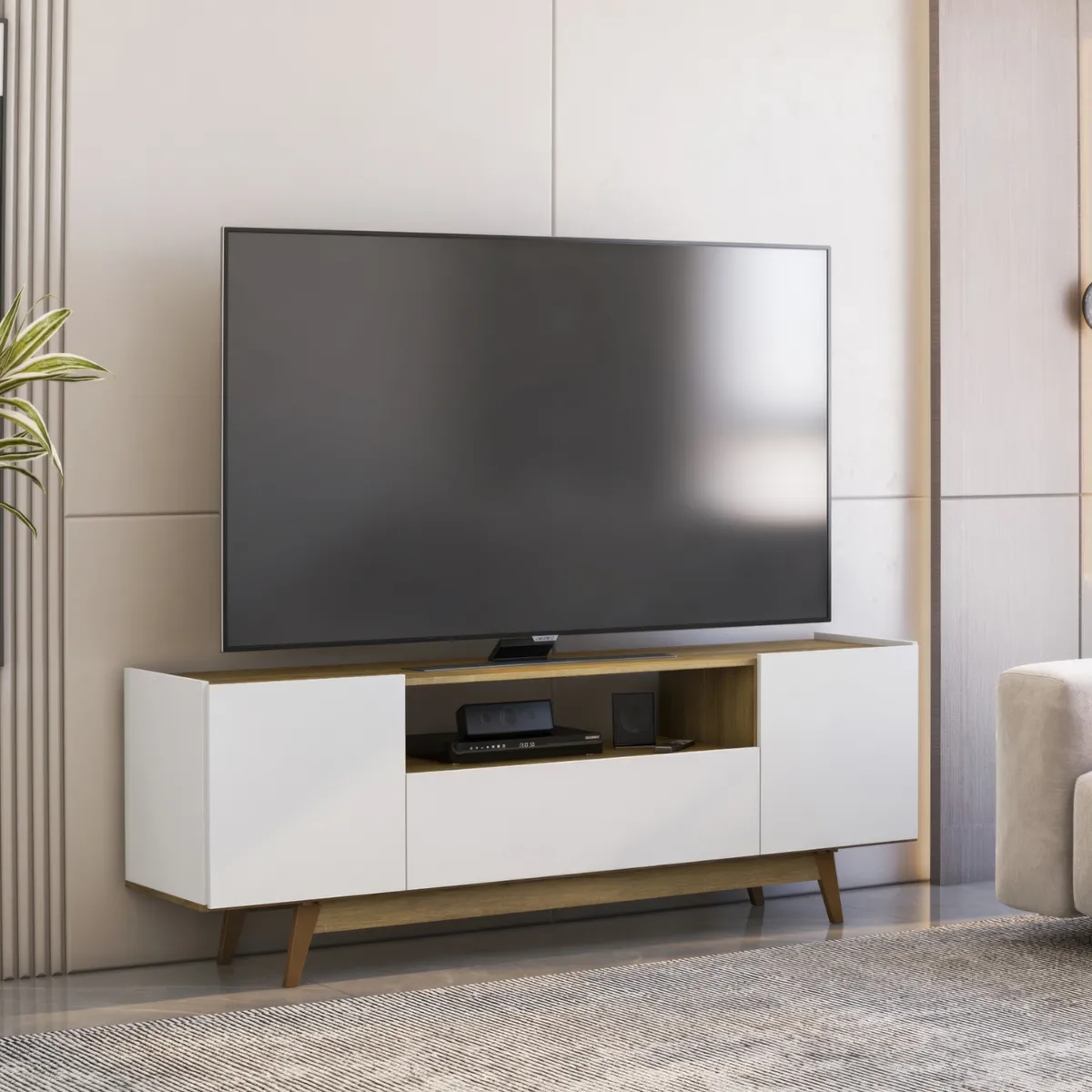 ONESSTA - Rack TV 75 " Portobelo Miel/Blanco 182x63.3x39.8 cm
