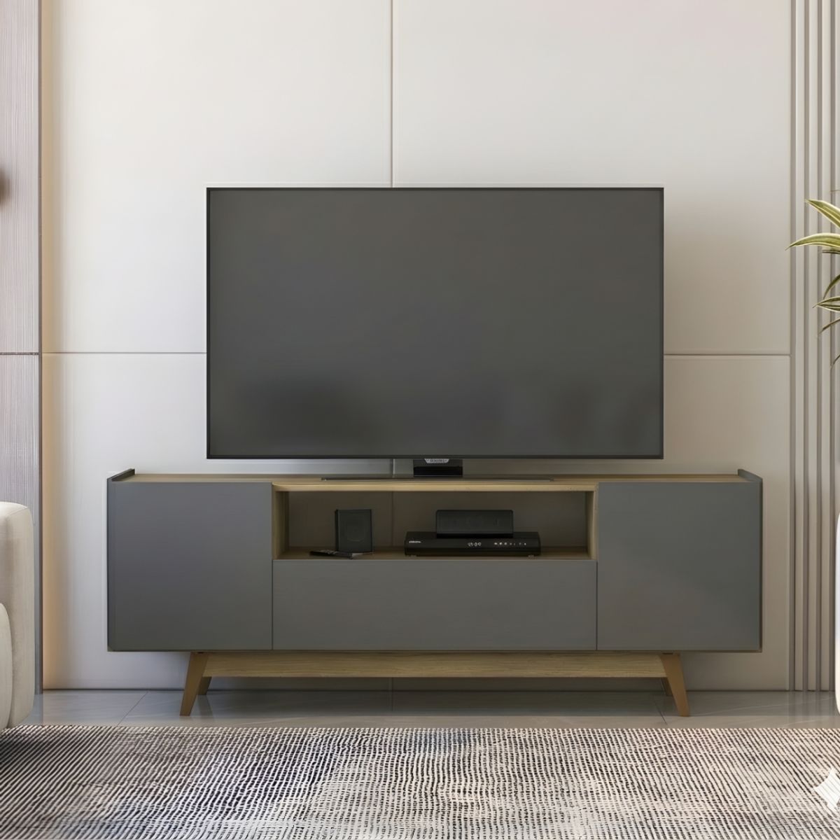 ONESSTA - Rack TV 75 " Portobelo Miel/Grafito 182x63.3x39.8 cm