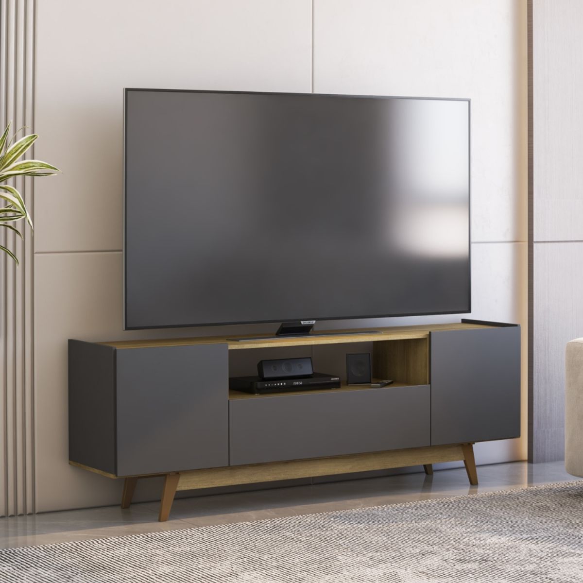 ONESSTA - Rack TV 75 " Portobelo Miel/Grafito 182x63.3x39.8 cm