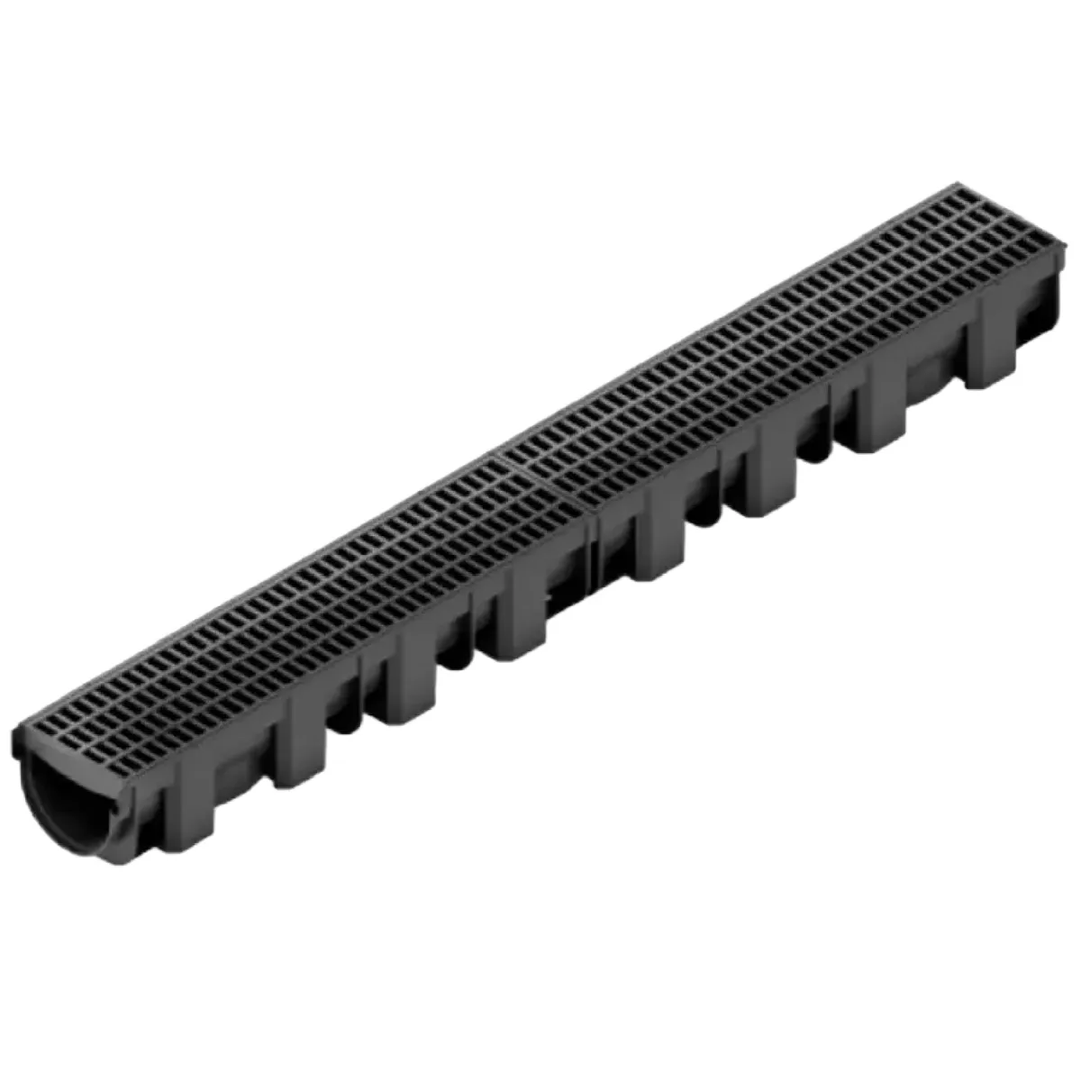 GENERICO - Set Canaleta Peatonal + Rejilla Fibratec Negra A15 1 mt