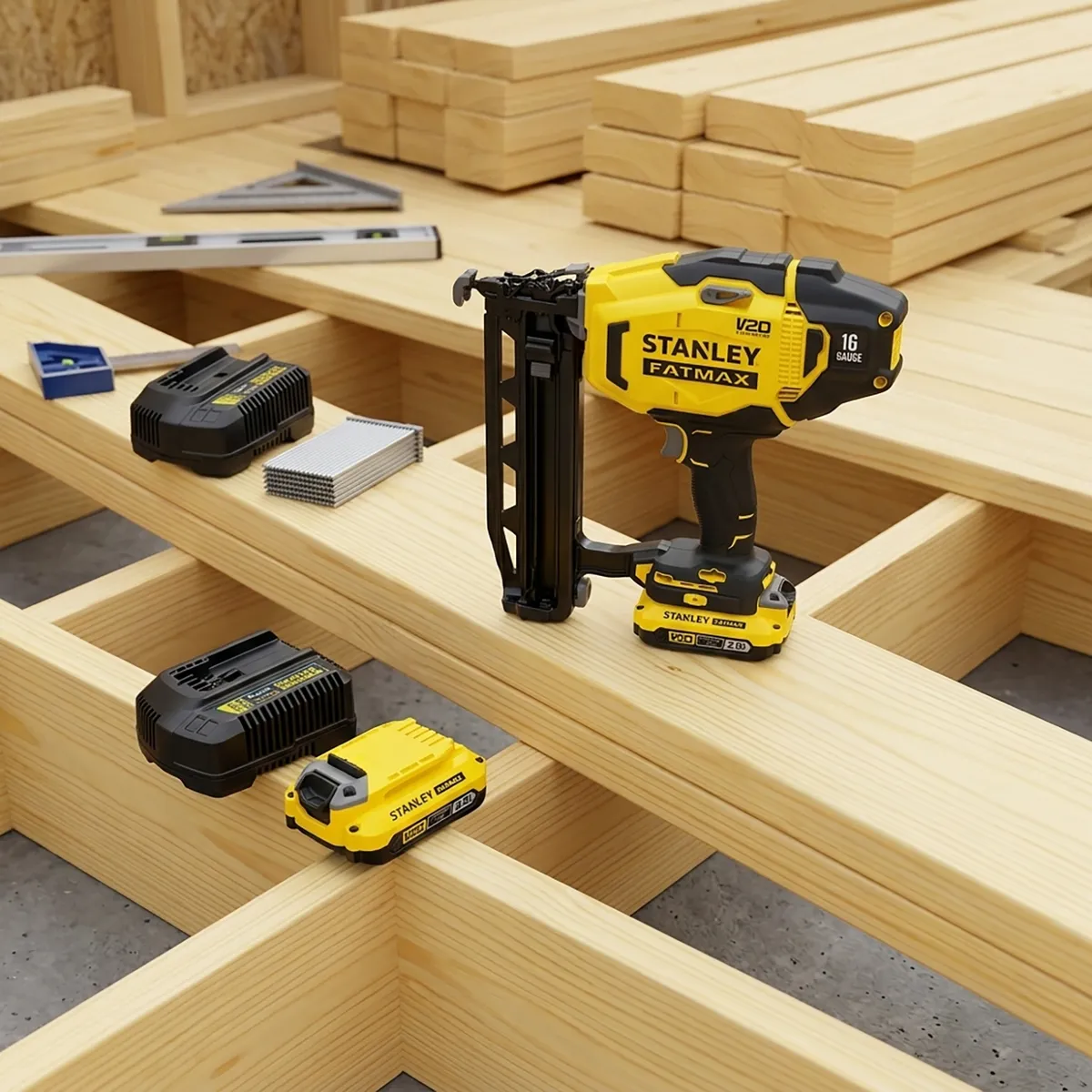 STANLEY - Kit Clavadora 16G 20V + Bat 2AH y Cargador
