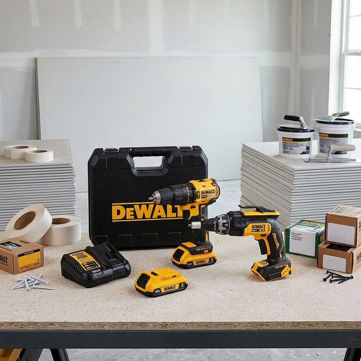 DEWALT - Kit Taladro Percutor 20V + Atornillador Drywall