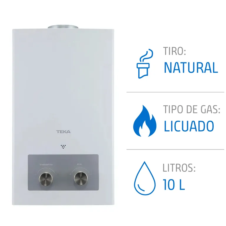 Calefont 10 Litros Gas Licuado Tiro Natural Ionizado