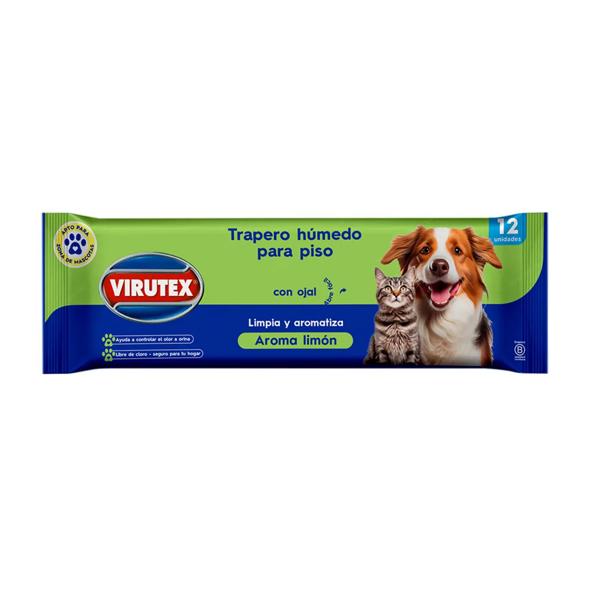 VIRUTEX - Trapero Humedo Pets x 12 Limon