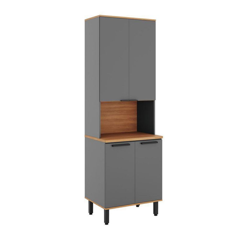Mueble despensero de cocina castaña 4p canela-ceniza