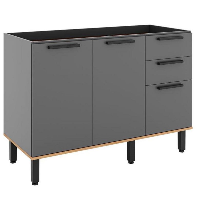 Mueble de cocina base para lavaplatos castaña canela-ceniza