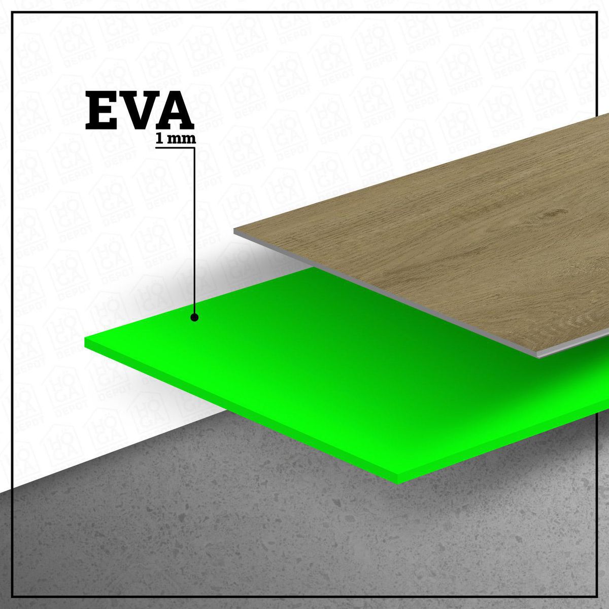 Piso Flotante 5 mm 18.3x122 cm Eva Haya 2.23 m2, marca HOGA - Foto 2