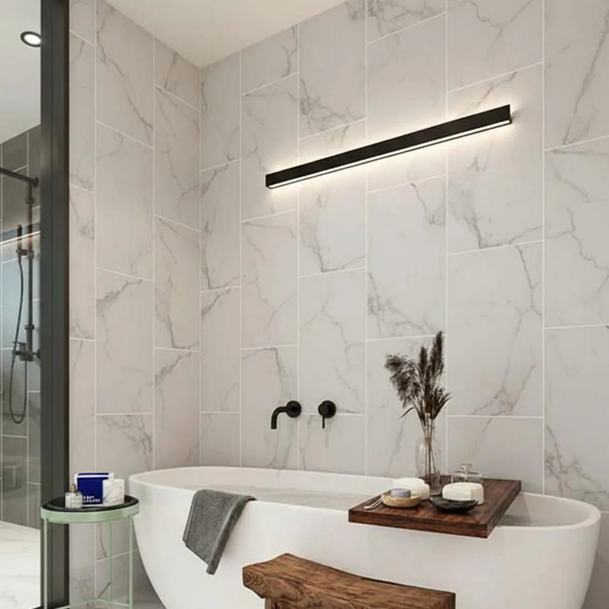 HOGA - Piso Travertino 4 mm 45x45 cm Travertino Blanco Marmol 2.09 m2