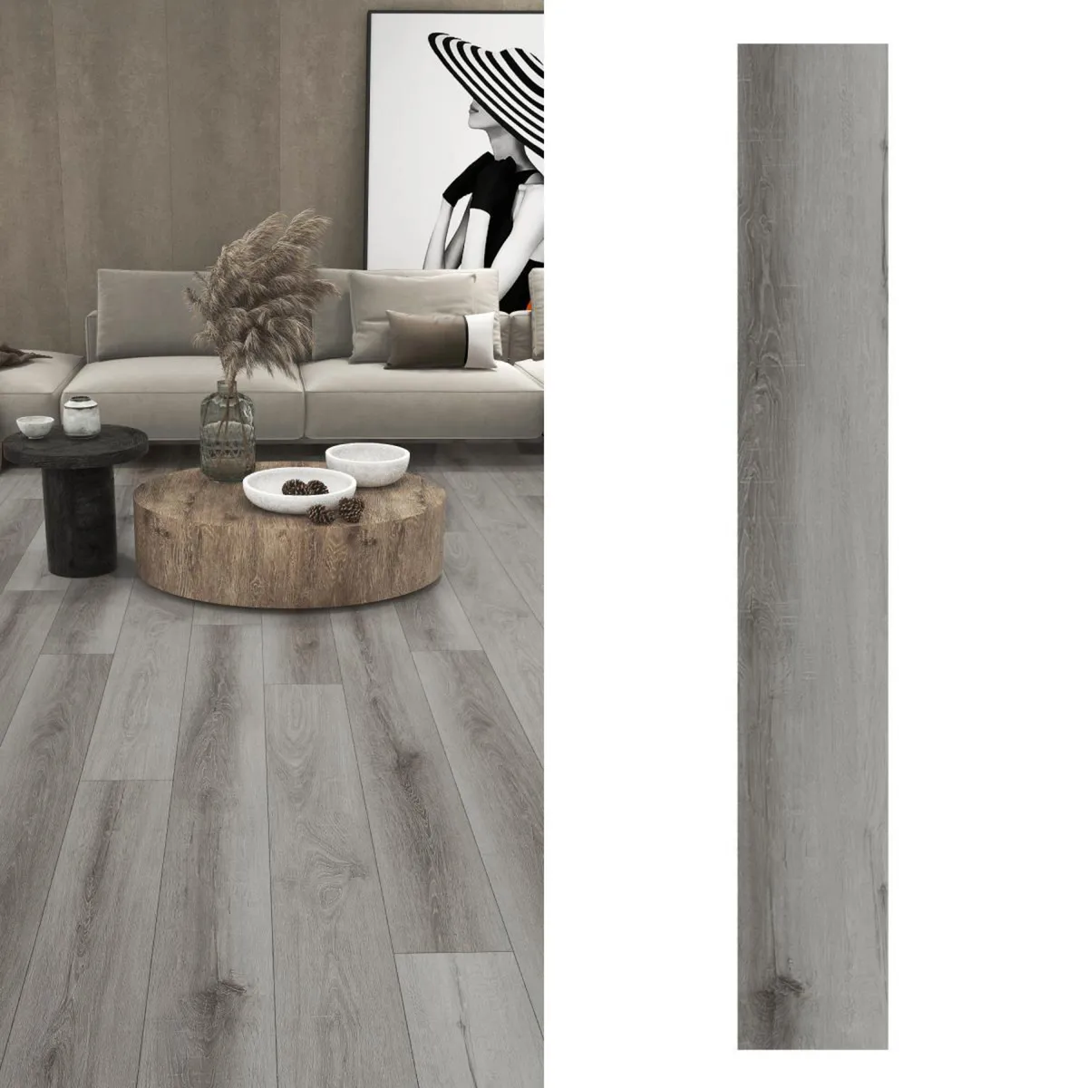 Piso Vinilico 6 mm 22.8x152.4 cm Lenga Glaciar Gris Oscuro 2.43 m2, marca CORDILLERA - Foto Principal