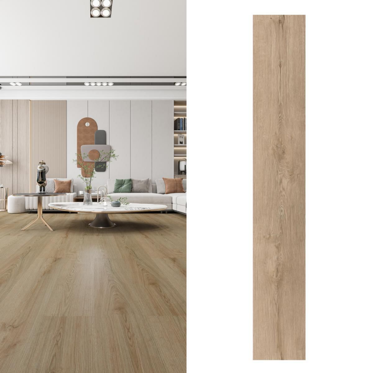 Piso Vinilico 6 mm 22.8x152.4 cm Ulmo Arena Café 2.43 m2, marca CORDILLERA - Foto Principal