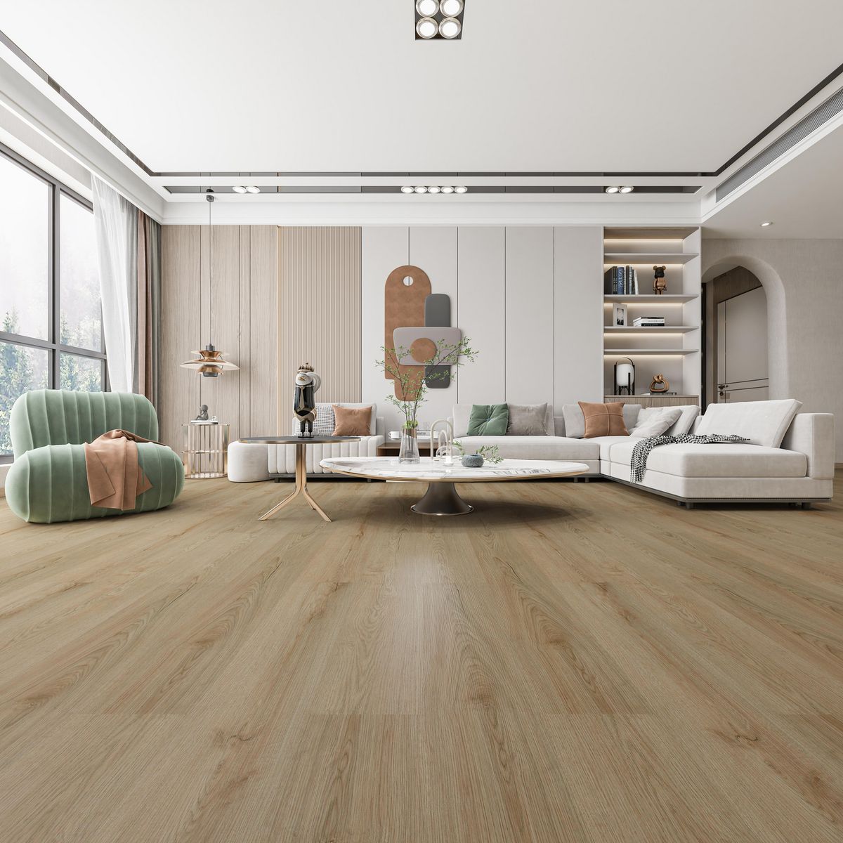 Piso Vinilico 6 mm 22.8x152.4 cm Ulmo Arena Café 2.43 m2, marca CORDILLERA - Foto 2