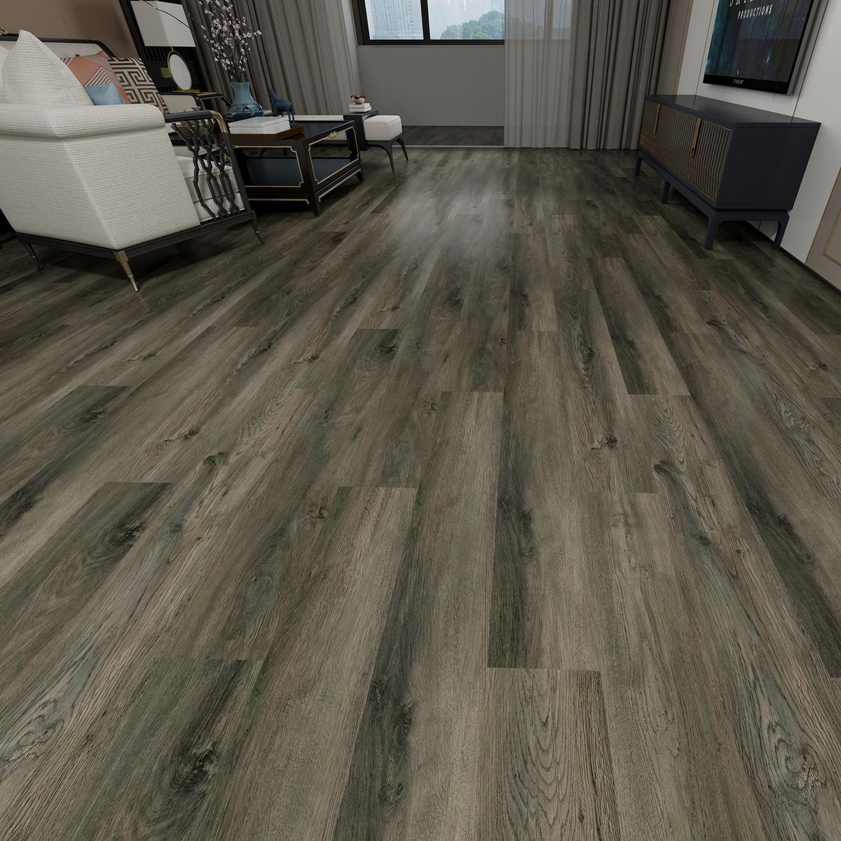 Piso Vinilico 6 mm 22.8x152.4 cm Hualle Ceniza Café 1.44 m2, marca CORDILLERA - Foto 2