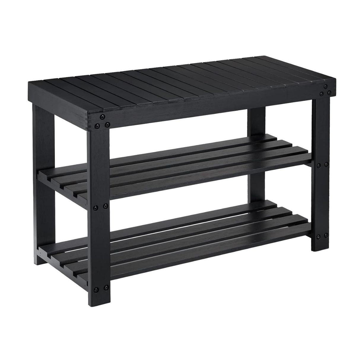 SOHOGAR - Banco zapatero Bambú 2 Nivel(es) 68x45x28 cm Negro