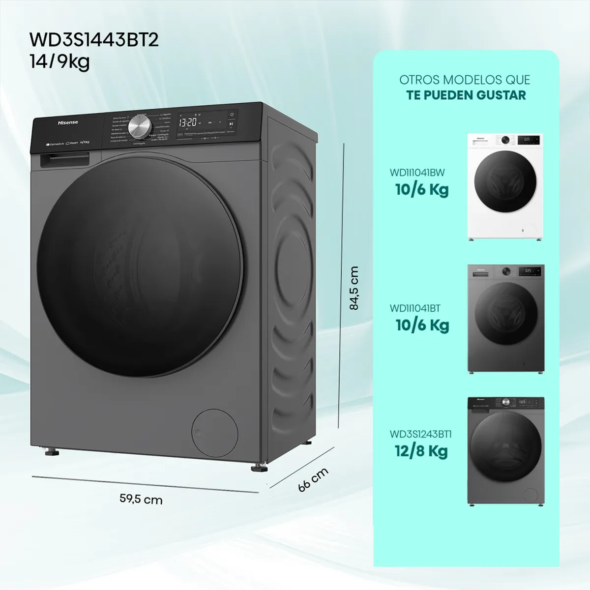 HISENSE - Lavadora-Secadora 14/9 kg Inox WD3S1443BT2