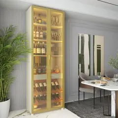 DECOCASA - Vitrina Prisma Vidrio Led 76x222x42 cm Off white