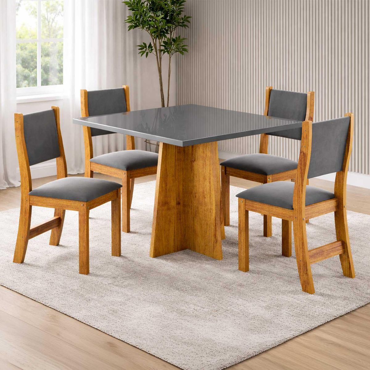 Juego de Comedor Legado 4 Sillas Mesa Cuadrada 78x90x90 cm Gris, marca GENERICO - Foto Principal