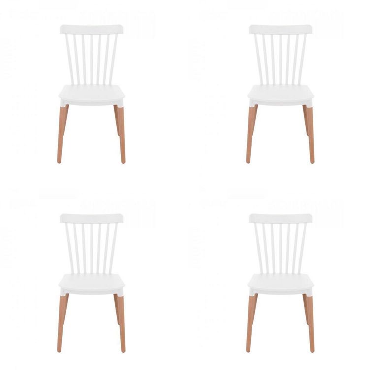 GENERICO Pack 4 Sillas Windsor Blanco 82x47x54 cm