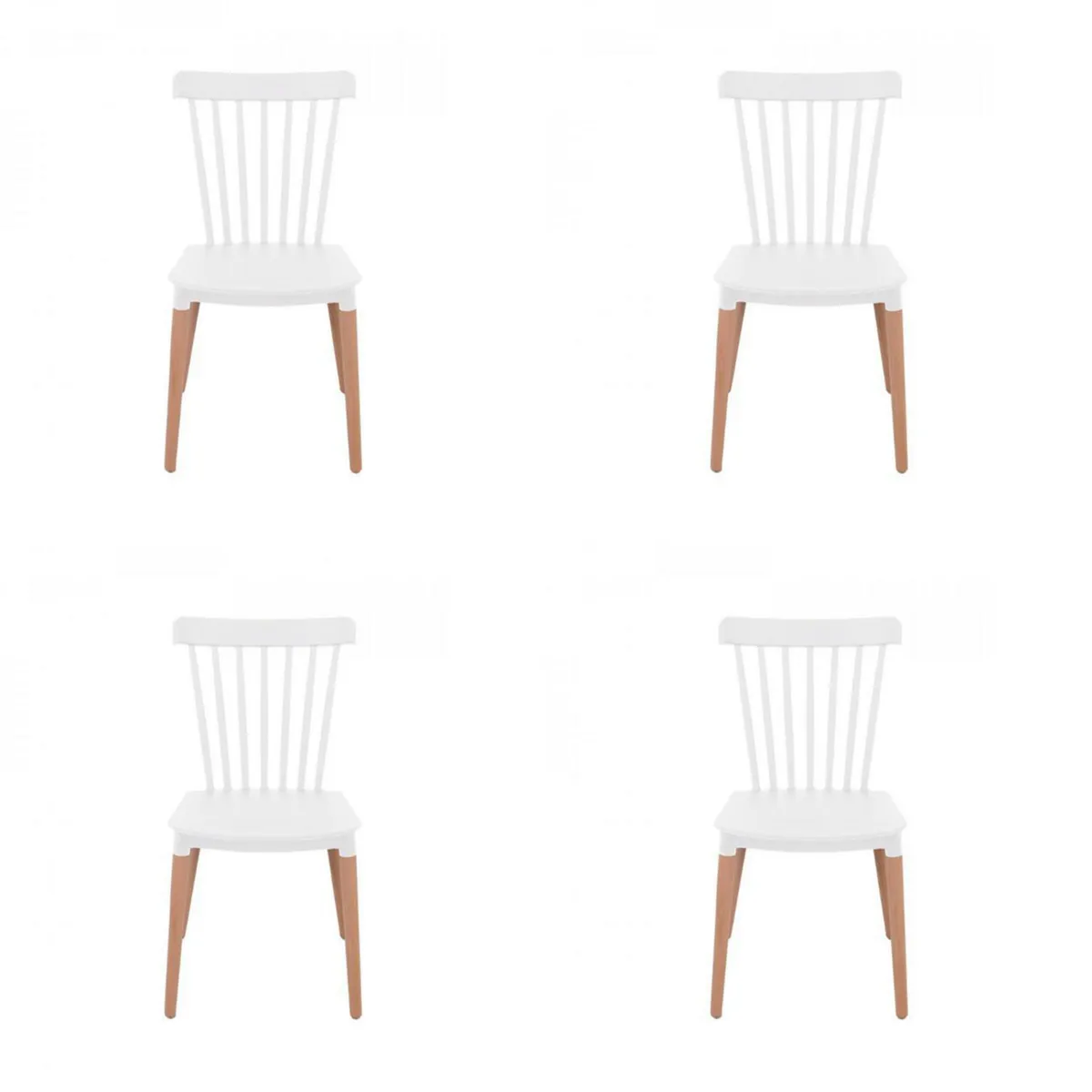 GENERICO - Pack 4 Sillas Windsor Blanco 82x47x54 cm