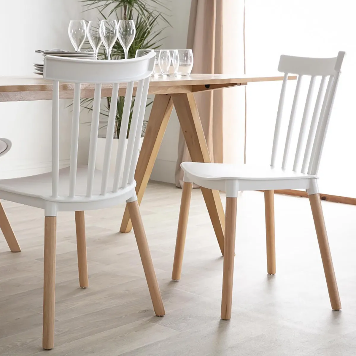 GENERICO - Pack 4 Sillas Windsor Blanco 82x47x54 cm