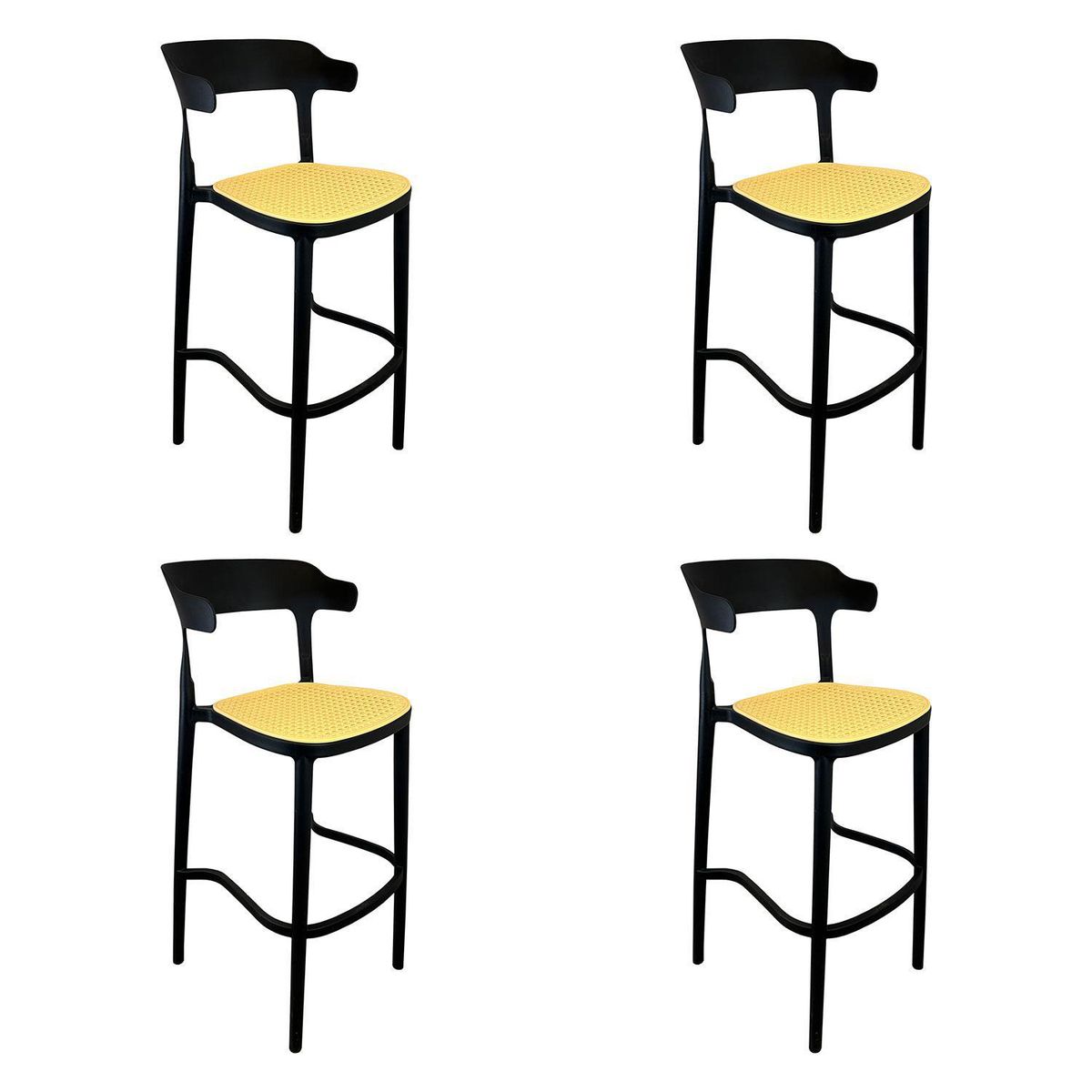 GENERICO - Pack 4 Taburetes Bar Bistro Negro 106x48x45 cm