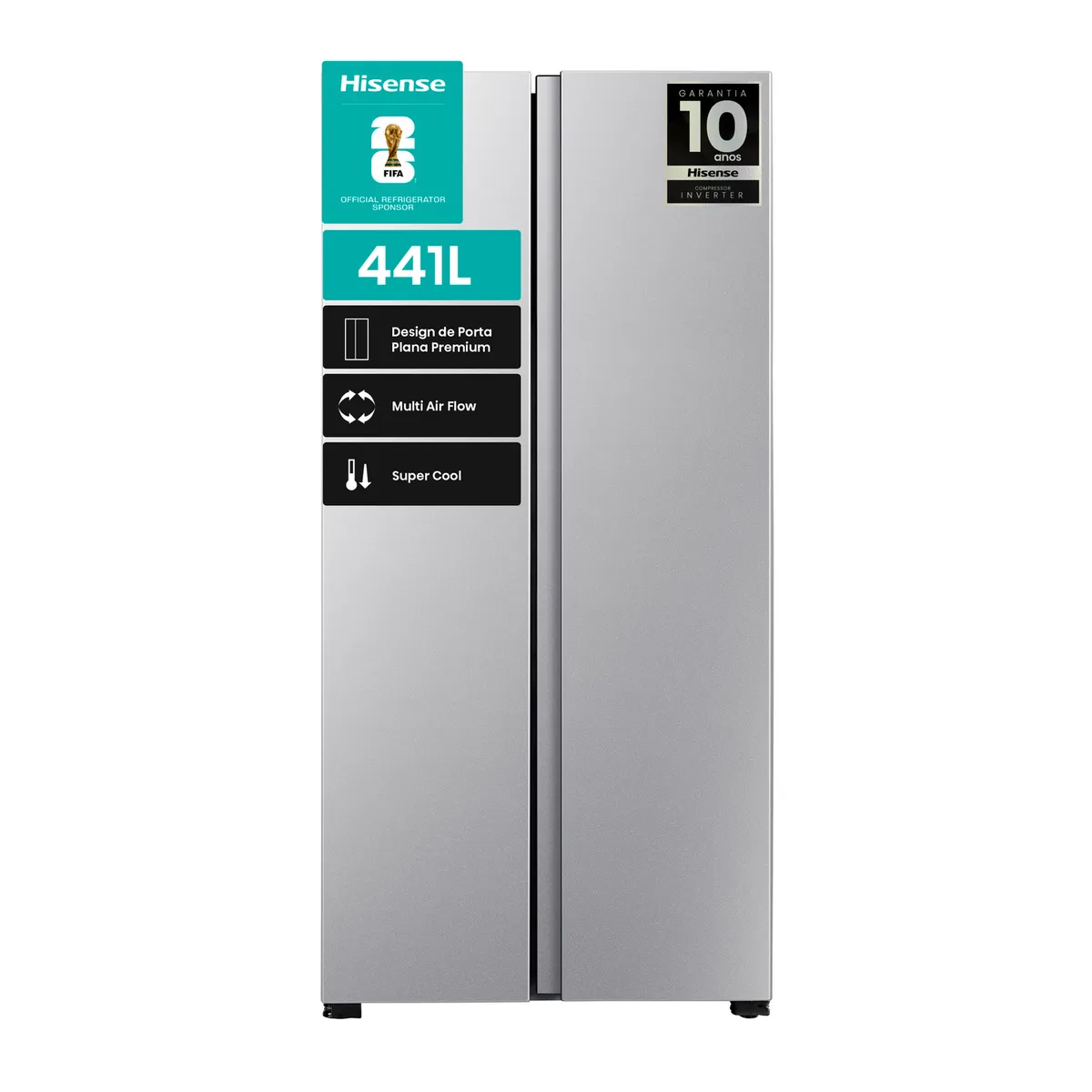 Refrigerador Side by Side No Frost 441 Litros Inox RS3P428NEDA, marca HISENSE - Foto 2