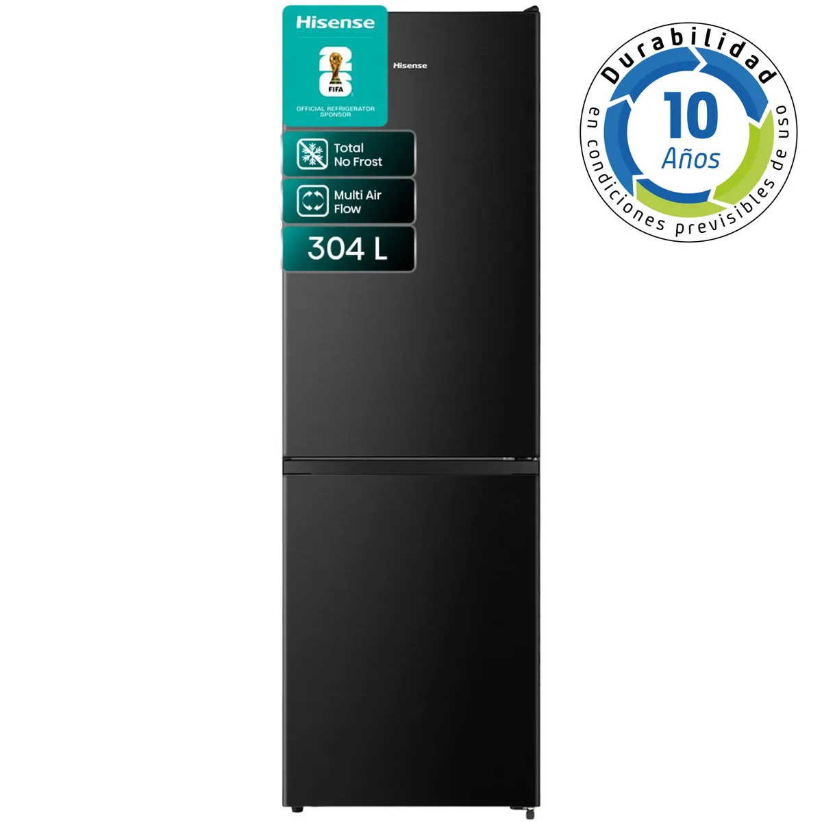 Refrigerador Bottom Freezer No Frost 304 Litros Negro RB3N300NMDA, marca HISENSE - Foto Principal