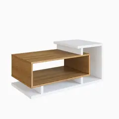 BE DESIGN - Mesa de Centro Bicolor Blanco/Miel 70x40x42 cm