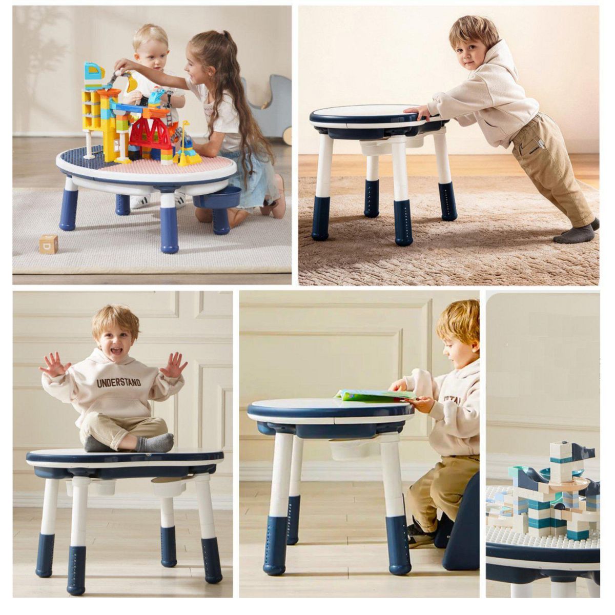 KIDSCOOL - Mesa con Silla Escritorio Infantil Blanco/Azul 60x29x42 cm
