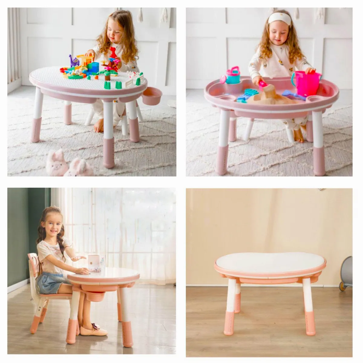 KIDSCOOL - Mesa con Silla Escritorio Infantil Blanco/Rosado 60x29x42 cm