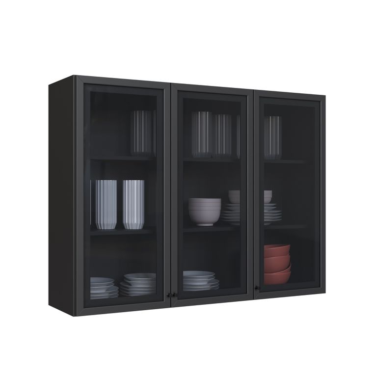 Mueble Aereo Titanio 3P Vidrio