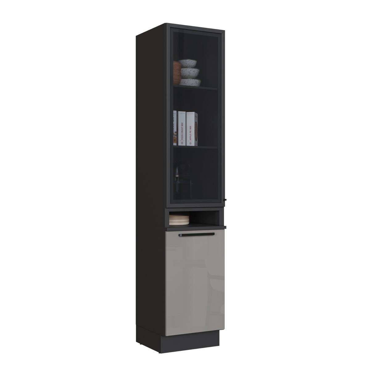 HOME MOBILI - Mueble Despensa Titanio 2P Vidrio Home Mobili