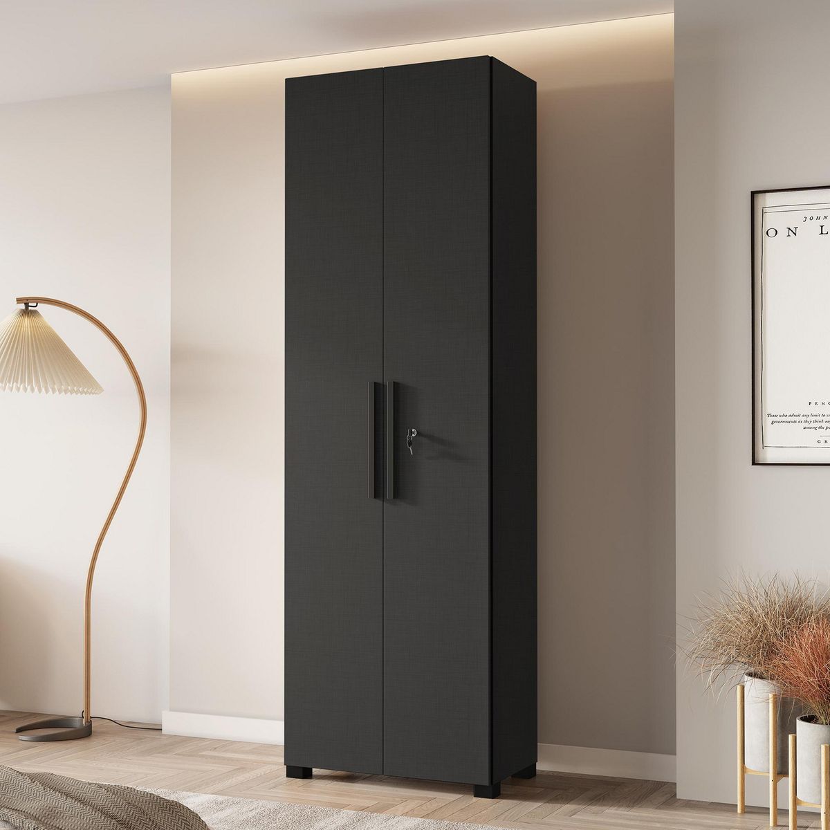 HOME MOBILI - Despensa 2 Puertas Murano Negro Home Mobili