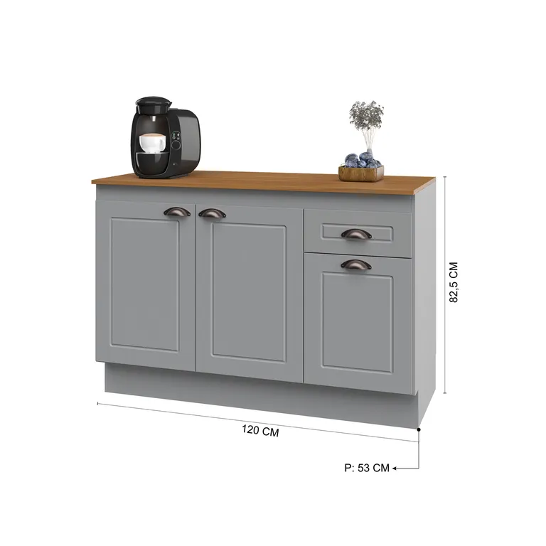 Mueble Americana Eco Base 3P 1C Gris