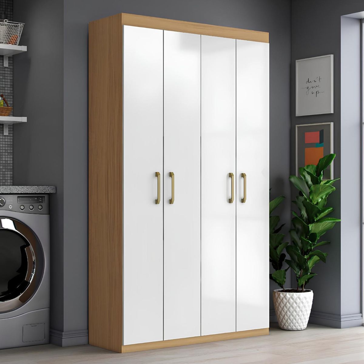 ONESSTA - Clóset Multiuso 4 Puerta(s) 6 Repisa(s) 102.6x182.5x37 cm Atacama/Off White