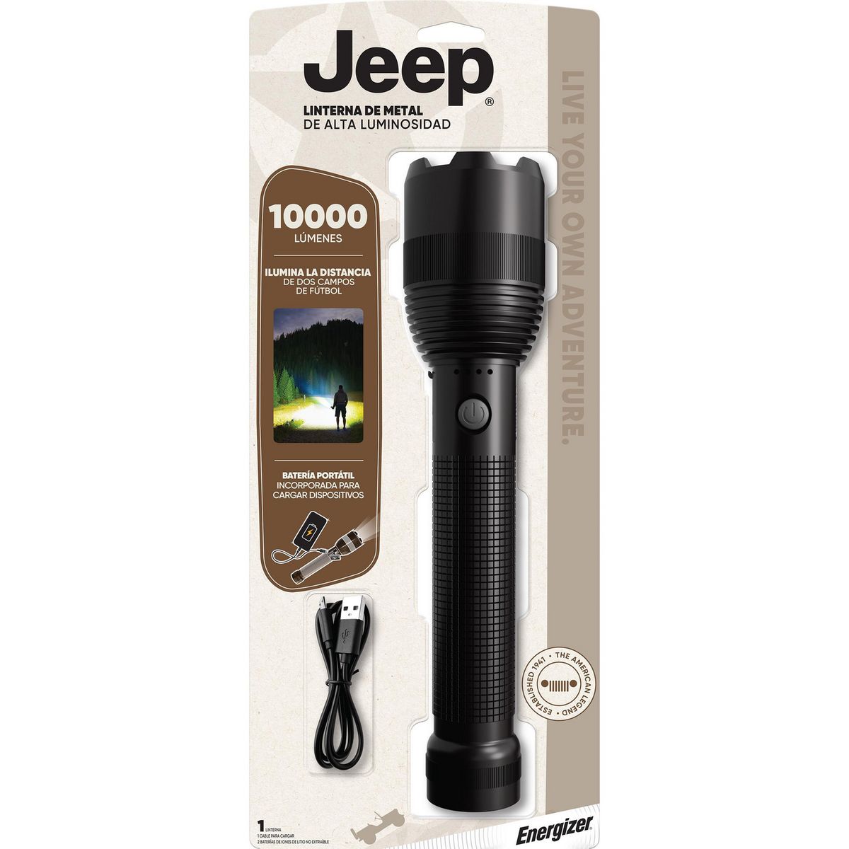 JEEP - Linterna metálica 10000 lumenes jeep