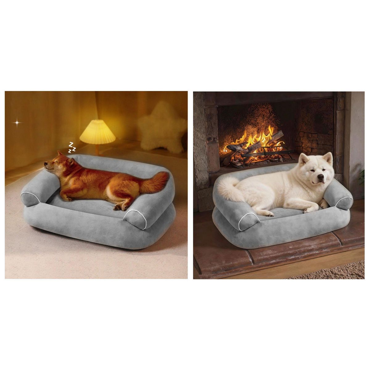 GENERICO - Cama softy para Perro 22x70x55 cm Gris claro