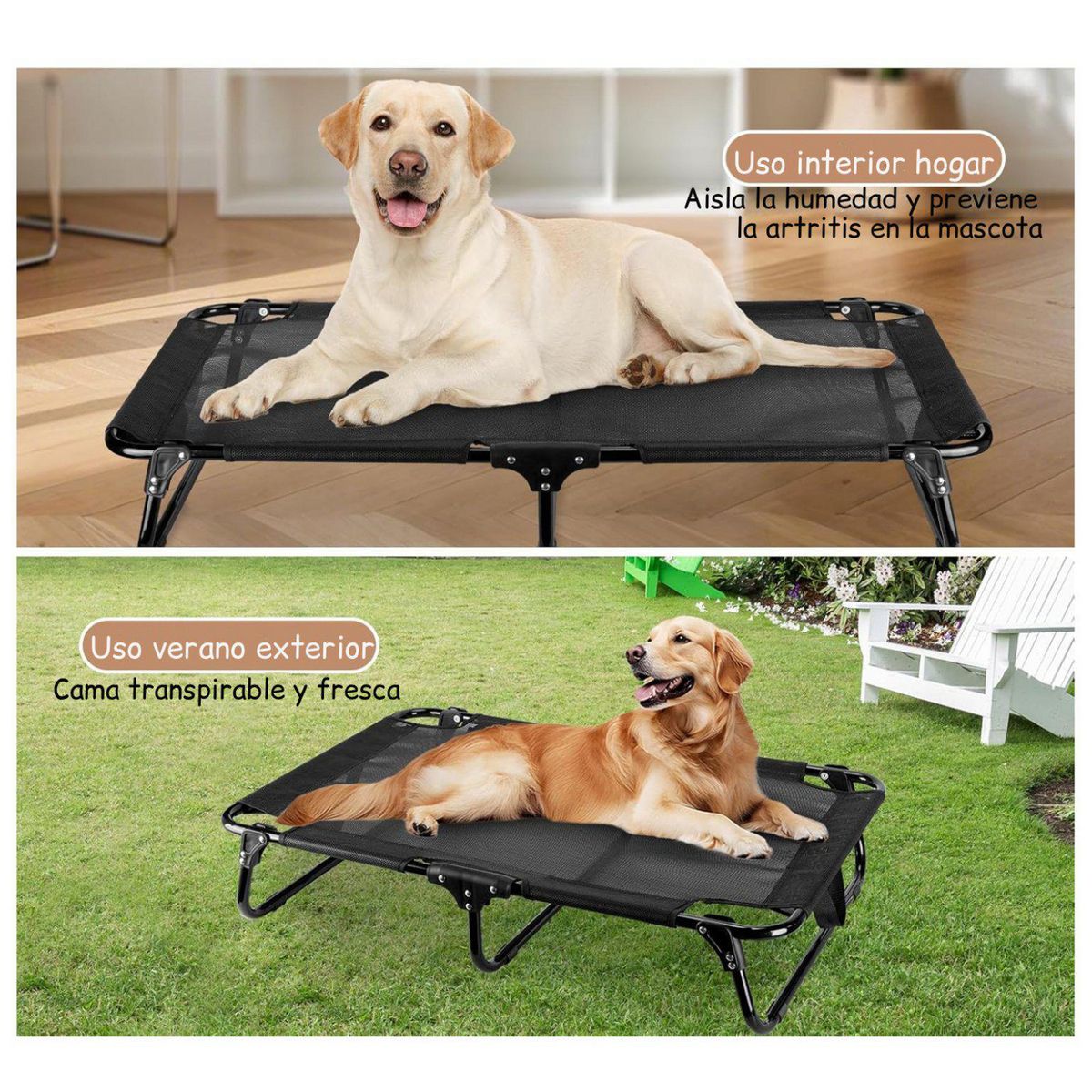 GENERICO - Cama elevada para Perro 16x72x58 cm Negro