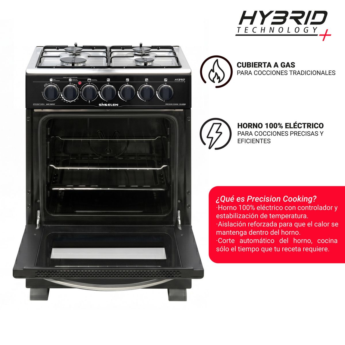Cocina a Gas 4 Platos Negro CH-600NG, marca SINDELEN - Foto 2